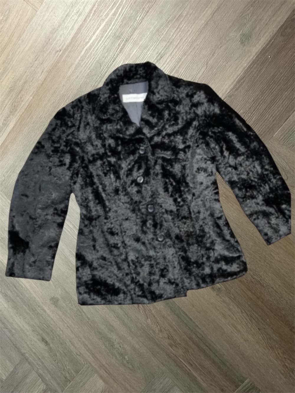 Vintage Liz Claiborne Faux Fur Boho Jacket Womens Medium Black Classy Whimsigoth
